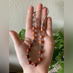 Handcrafted Red Jasper and Wood Beaded Sun catcher